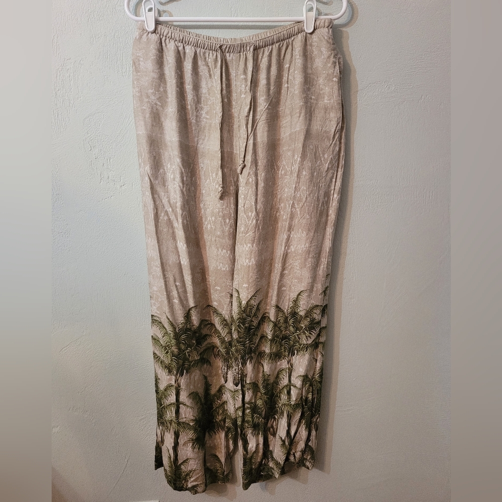 Unique Palm Print Stylish Pants With Pockets!- Elastic Waist